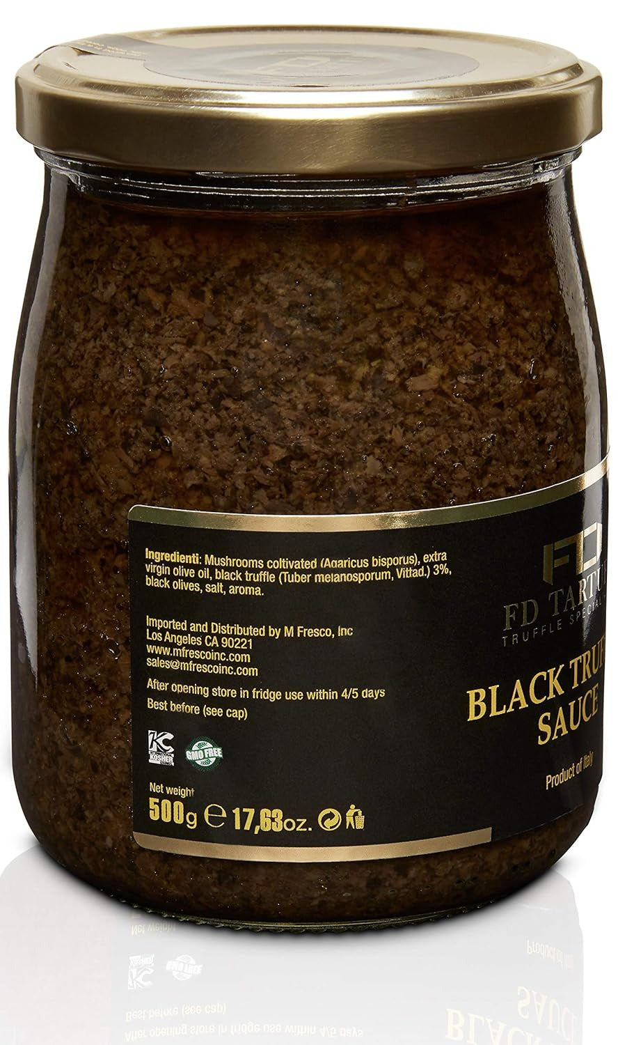 FD TARTUFI Black Truffle Sauce 500G (17.63Oz), (Tuber Melanosporum) Gourmet Sauc