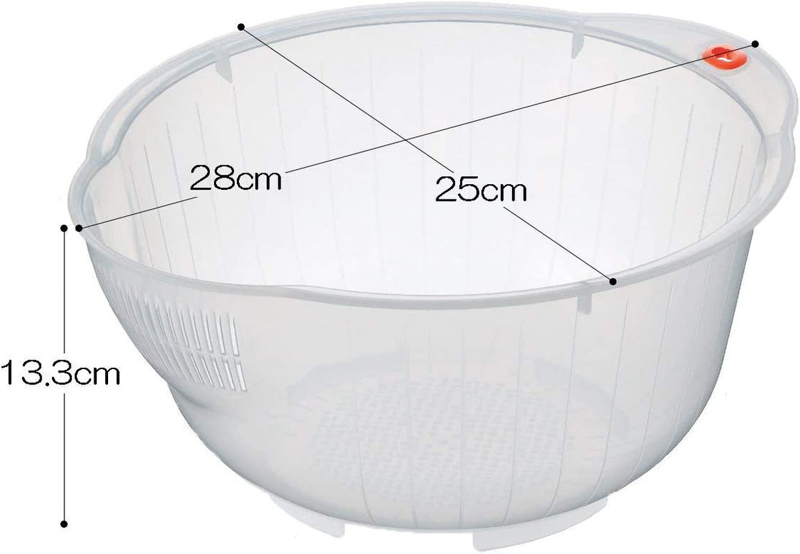 Japanese Rice Washing Bowl with Side and Bottom Drainers, Made in Japan