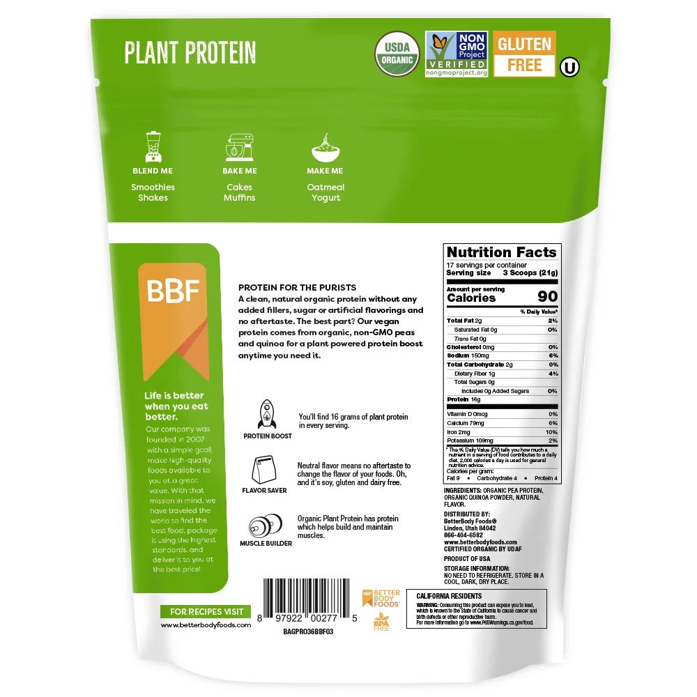 Organic Plant Protein Powder — Add Vegan Protein to Any Recipe, Packed Full of O