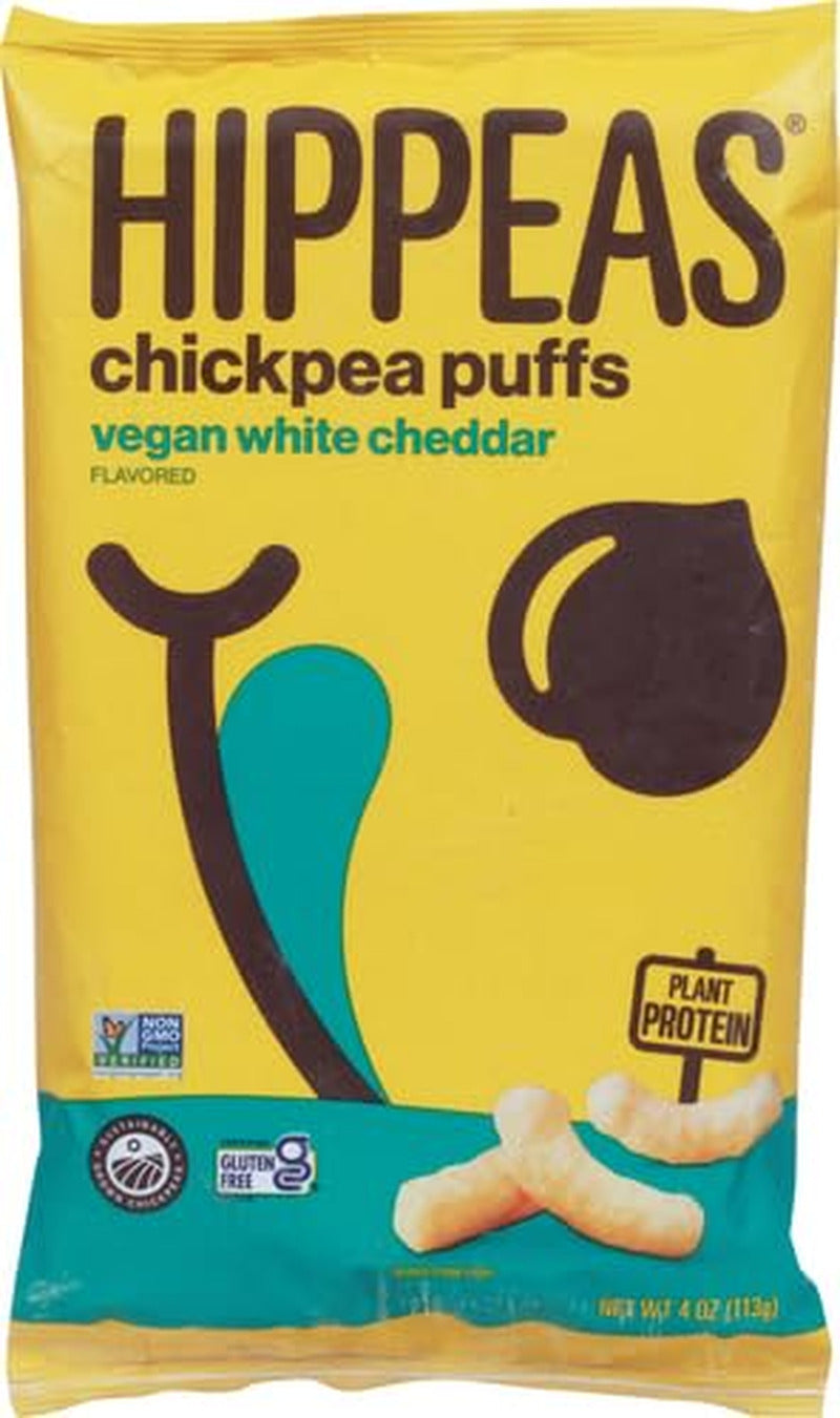 Organic Chickpea Puffs, Vegan White Cheddar, 4 Ounce (Pack of 1), 4G Protein, 3G