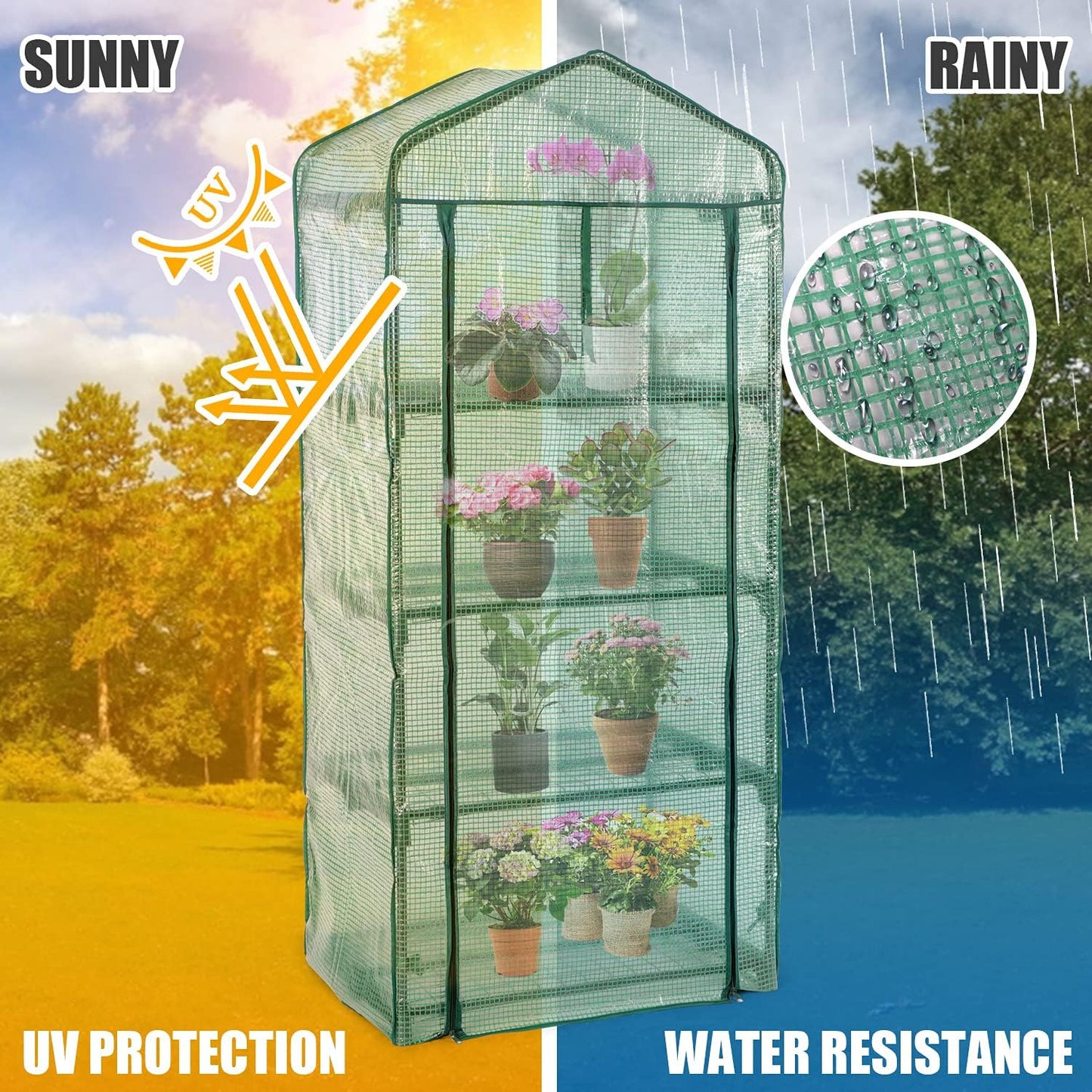 Mini Greenhouse for Outdoors Indoor, Small Greenhouses with 4-Tier Shelf, Portab