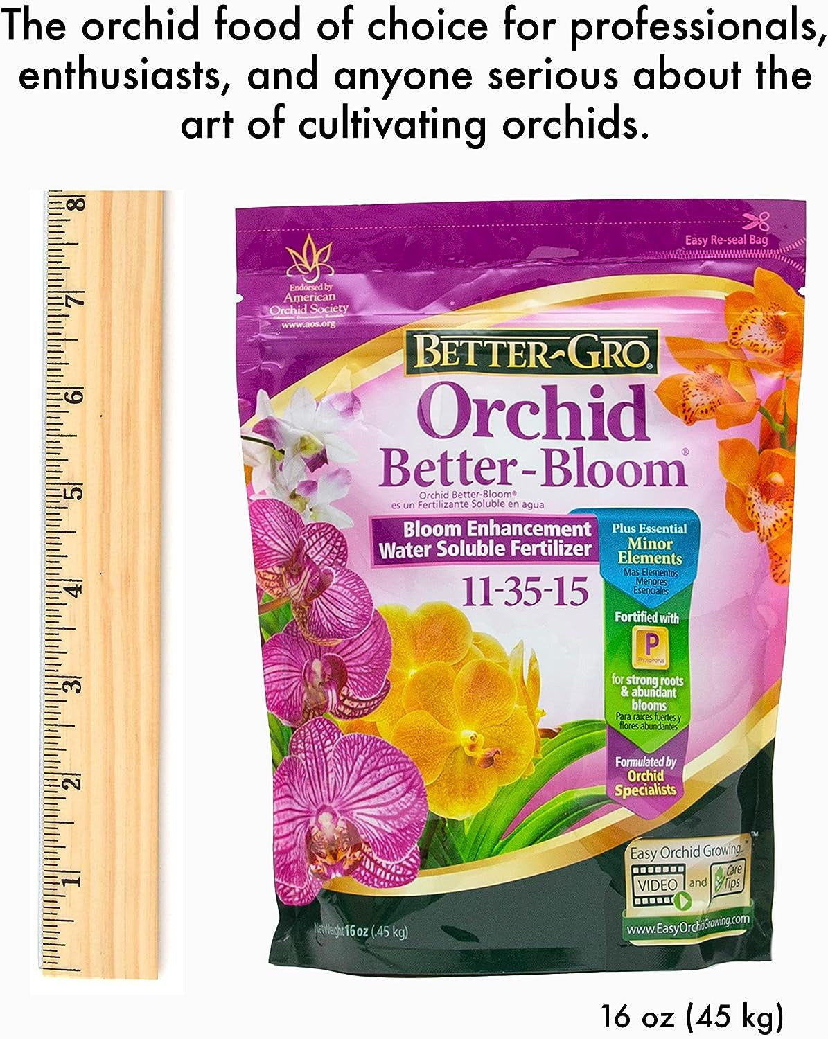 Better-Gro Orchid Better-Bloom 11-35-15 - Urea-Free Bloom Fertilizer for Orchids