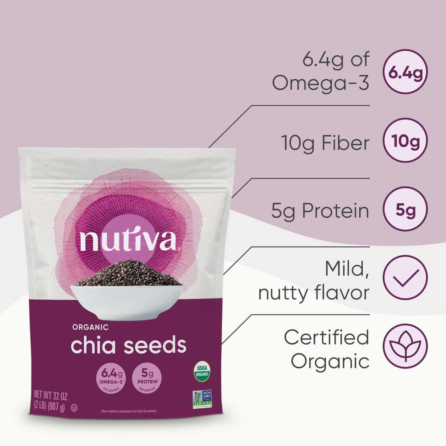 USDA Organic Premium Nutrient-Dense Raw Black Chia Seeds with 3G Protein & 5G Fi