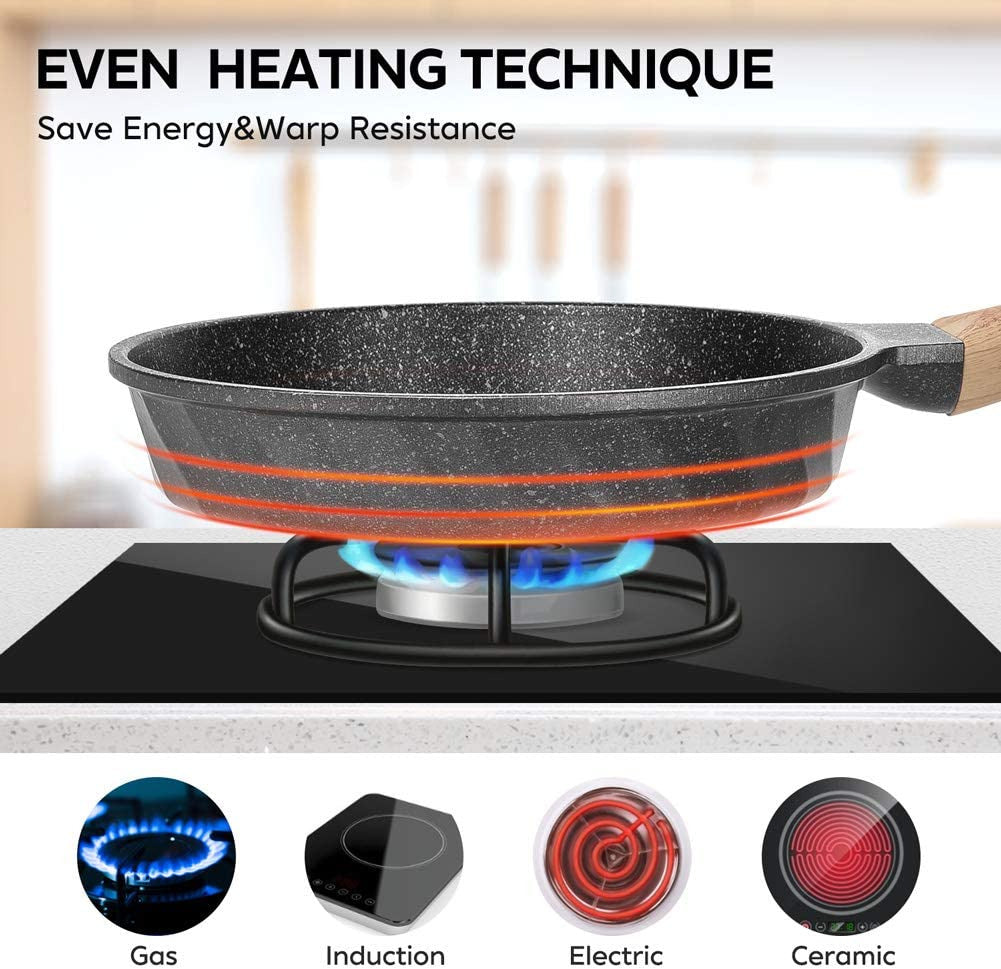 Frying Pans Nonstick, Induction Frying Pan Set Granite Skillet Pans for Cooking