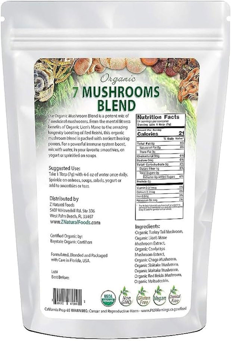 Organic 7 Sacred Mushrooms Blend - Mushroom Powder for Immune Health - Lion’S Ma