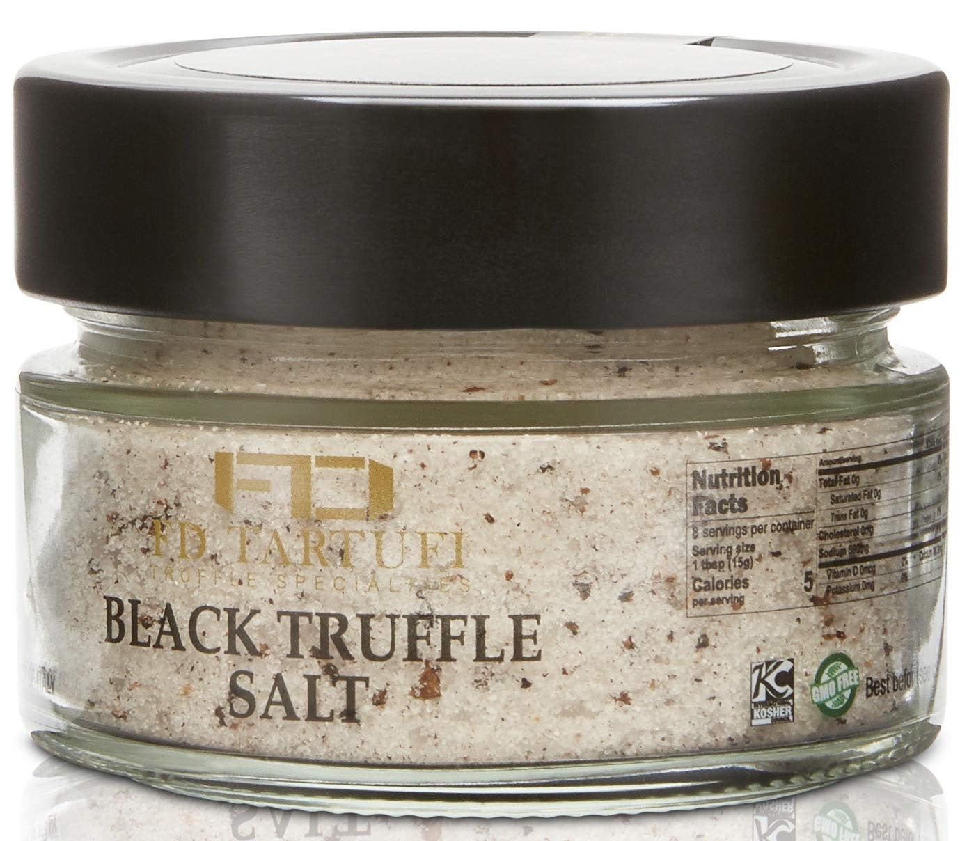 FD TARTUFI Black Truffle Salt (120G) 4.23Oz Coarse and Fine Natural Sea Salt | N