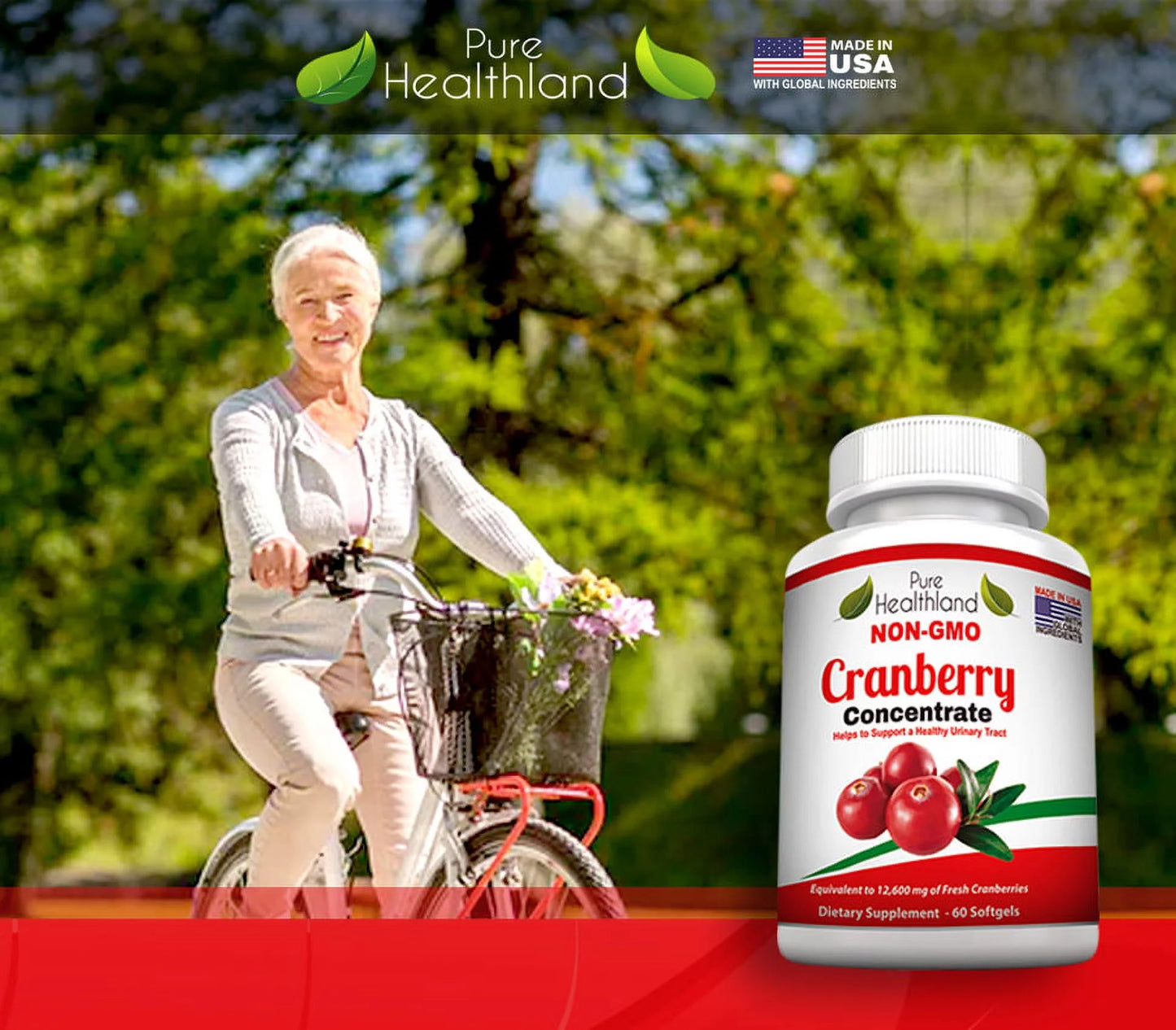 NON GMO Cranberry Concentrate Supplement Pills for Urinary Tract Infection UTI.