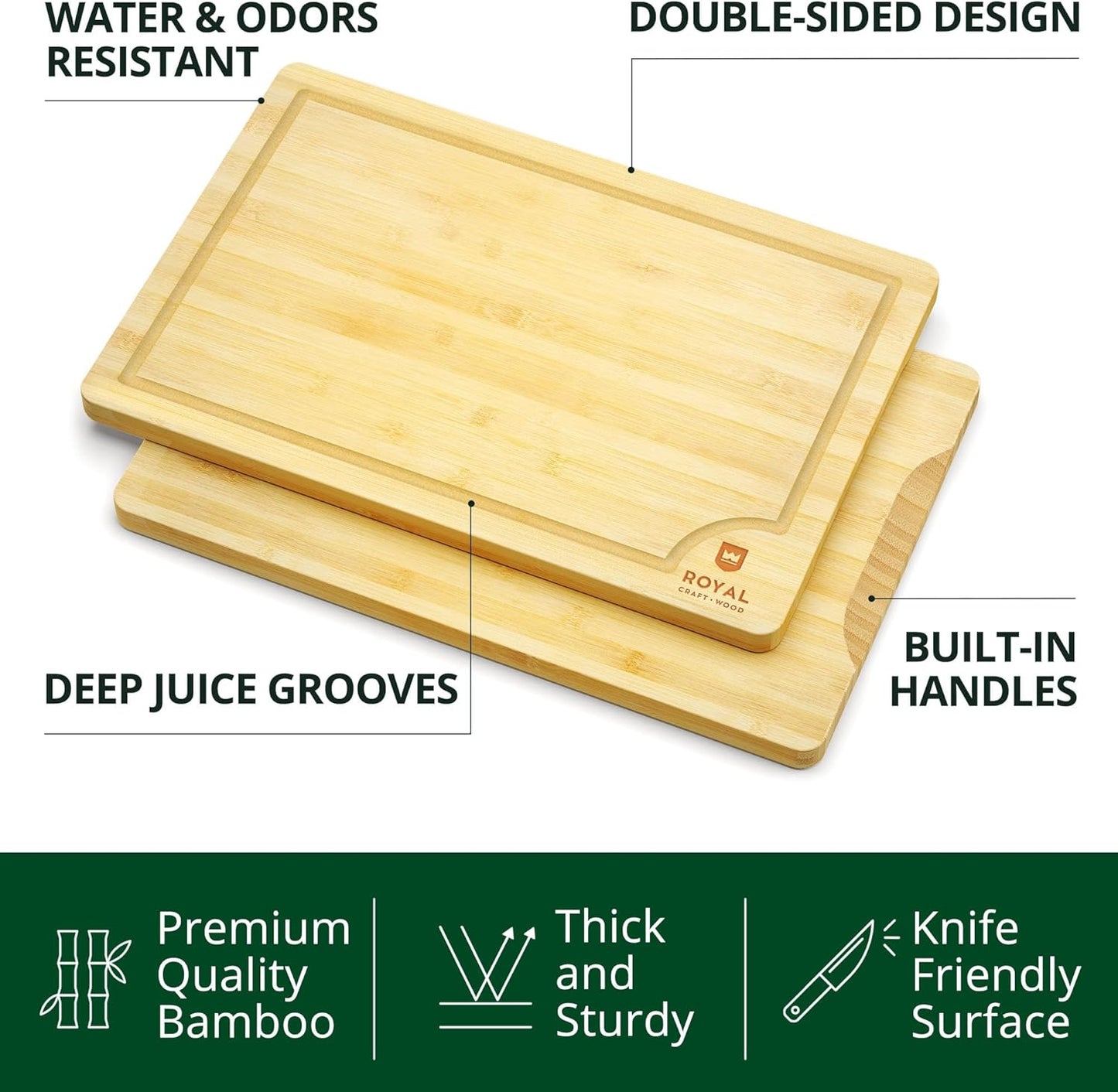 Cutting Boards for Kitchen - Bamboo Cutting Board Set of 3, Cutting Boards with