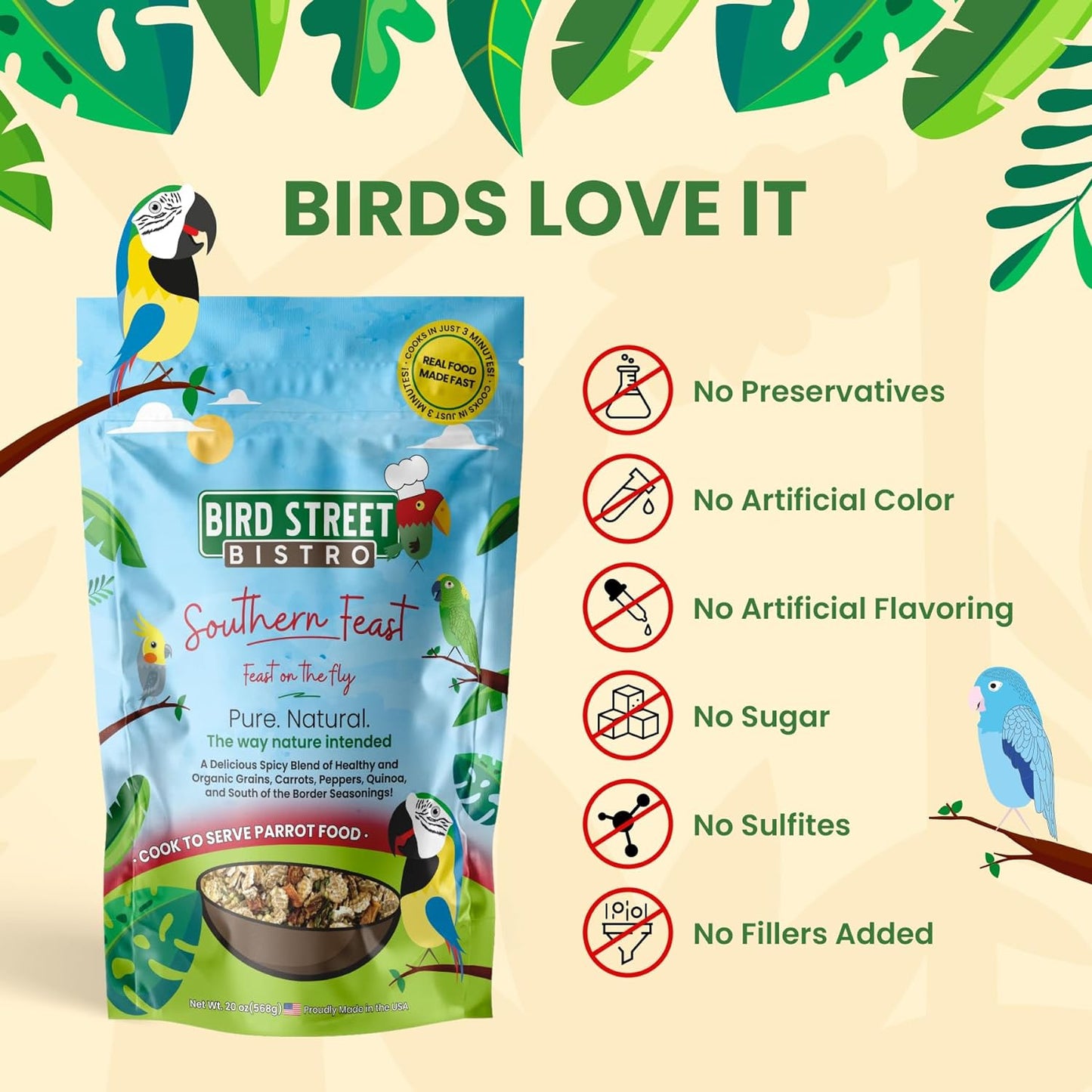 Parrot Food - Parakeet Food - Cockatiel Food - Bird Food - Cooks in 3-15 Min W/N