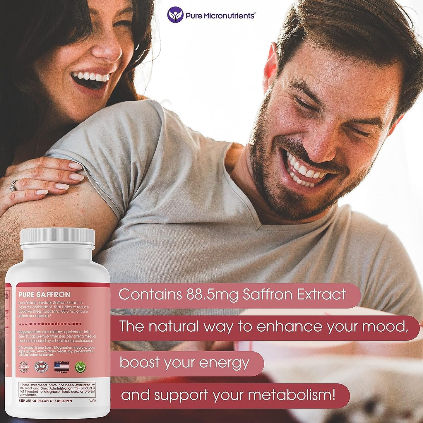 Saffron Supplements - 100% Pure Saffron Extract Capsules - Boost Energy & Mood,