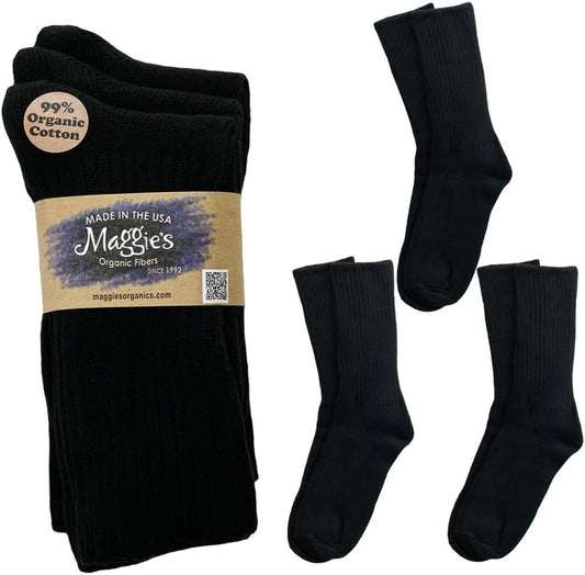 Organic Natural Cotton Tri-Pack Cushion Crew Socks