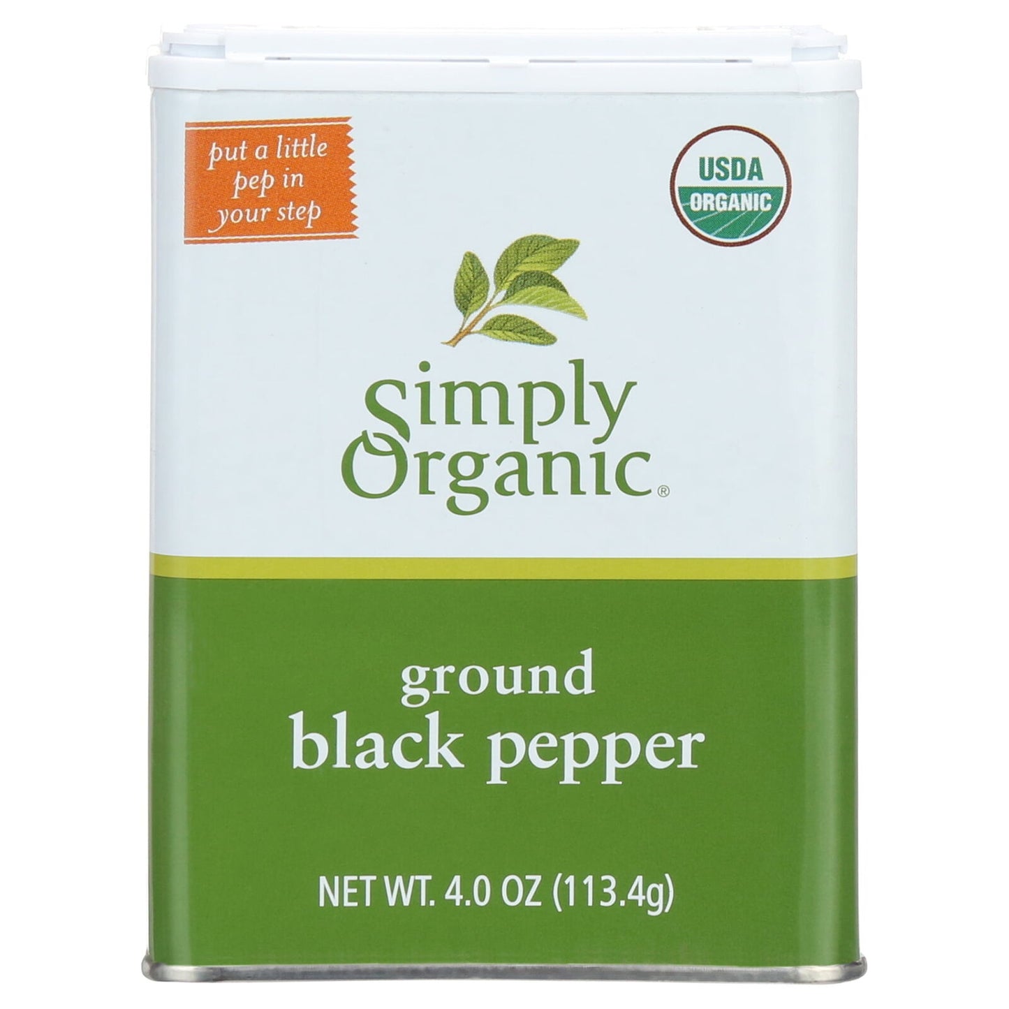 , Organic Ground Black Pepper, GMO Free, 4 Oz Can