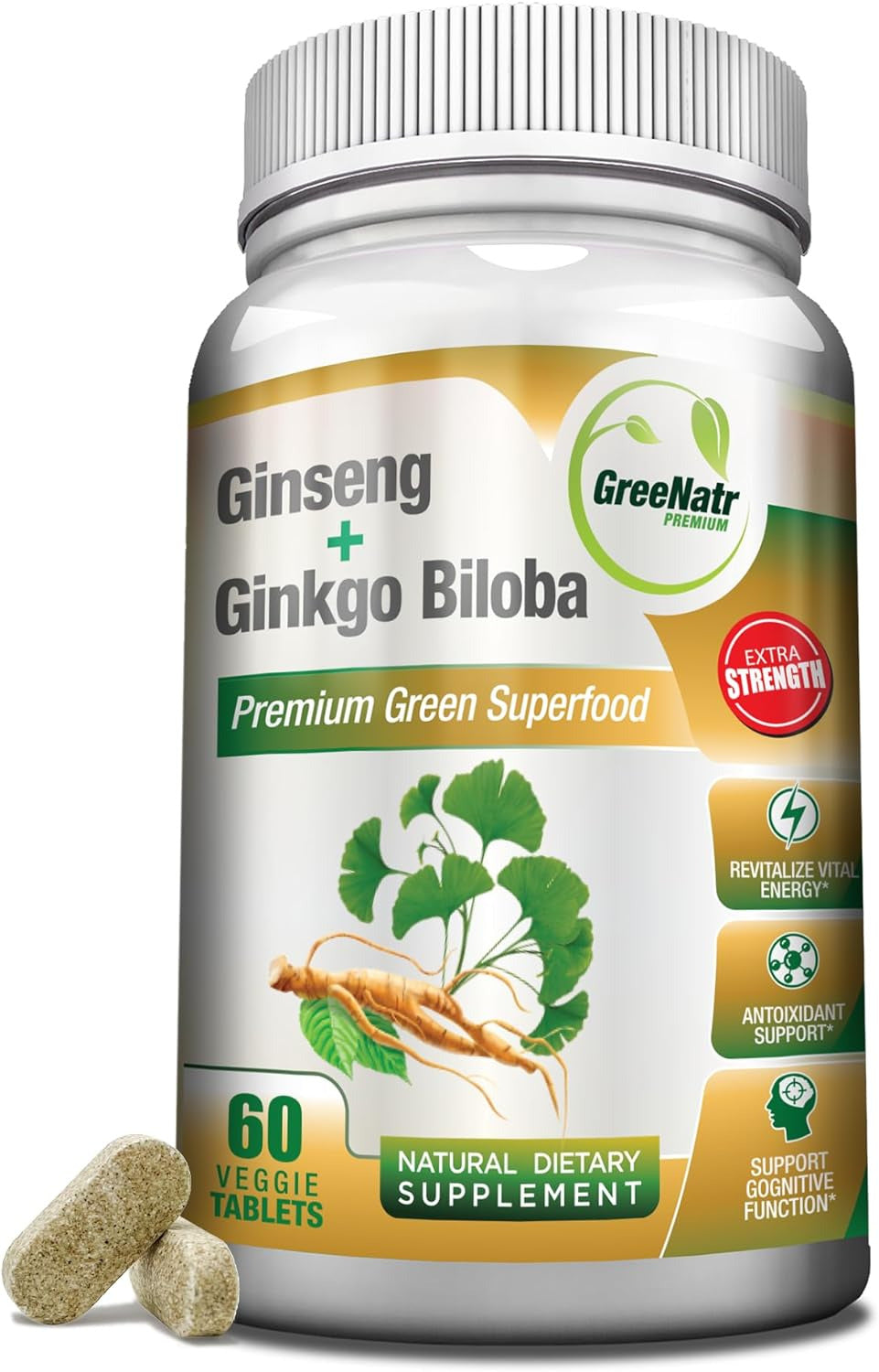 Panax Ginseng and Ginkgo Biloba. Traditional Energy Booster and Brain Sharpener.