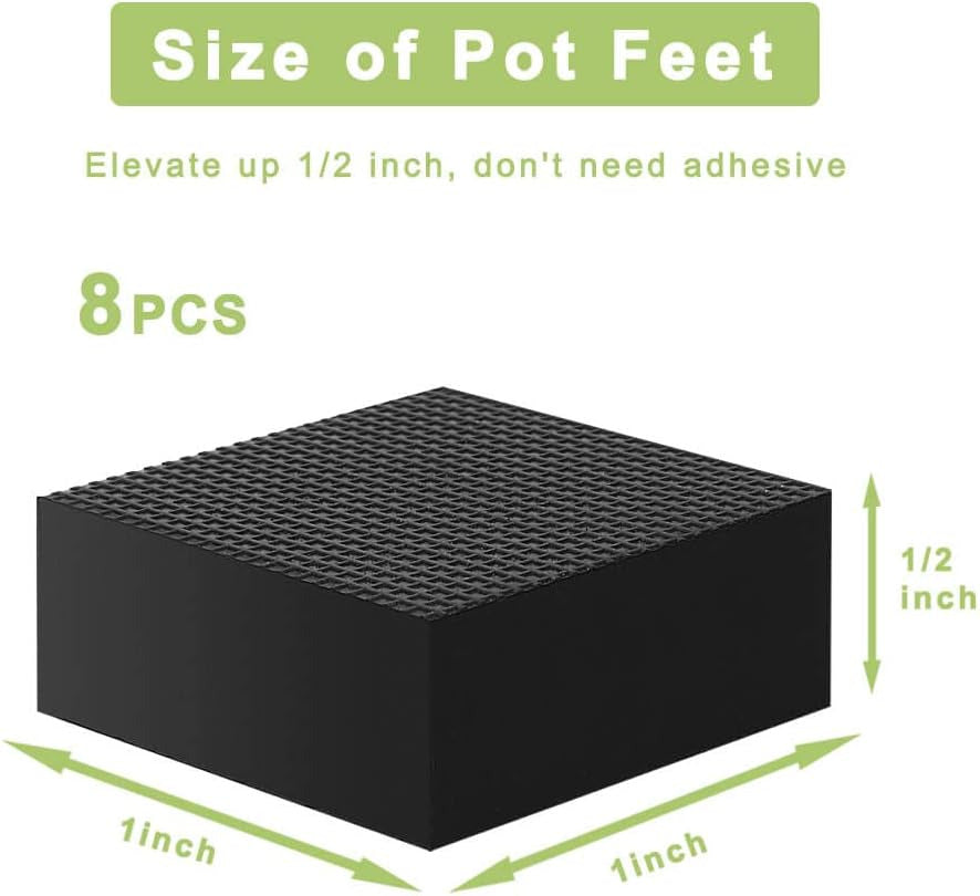 1 Inch Pot Feet for Outdoor Planters - 8 Pack Pot Risers Elevate up 1/2 Inch, Ru