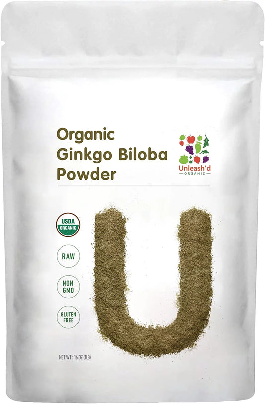 Organic Ginkgo Biloba Powder 1 Pound, Vegan Friendly Ginkgo Leaf Powder Organic,