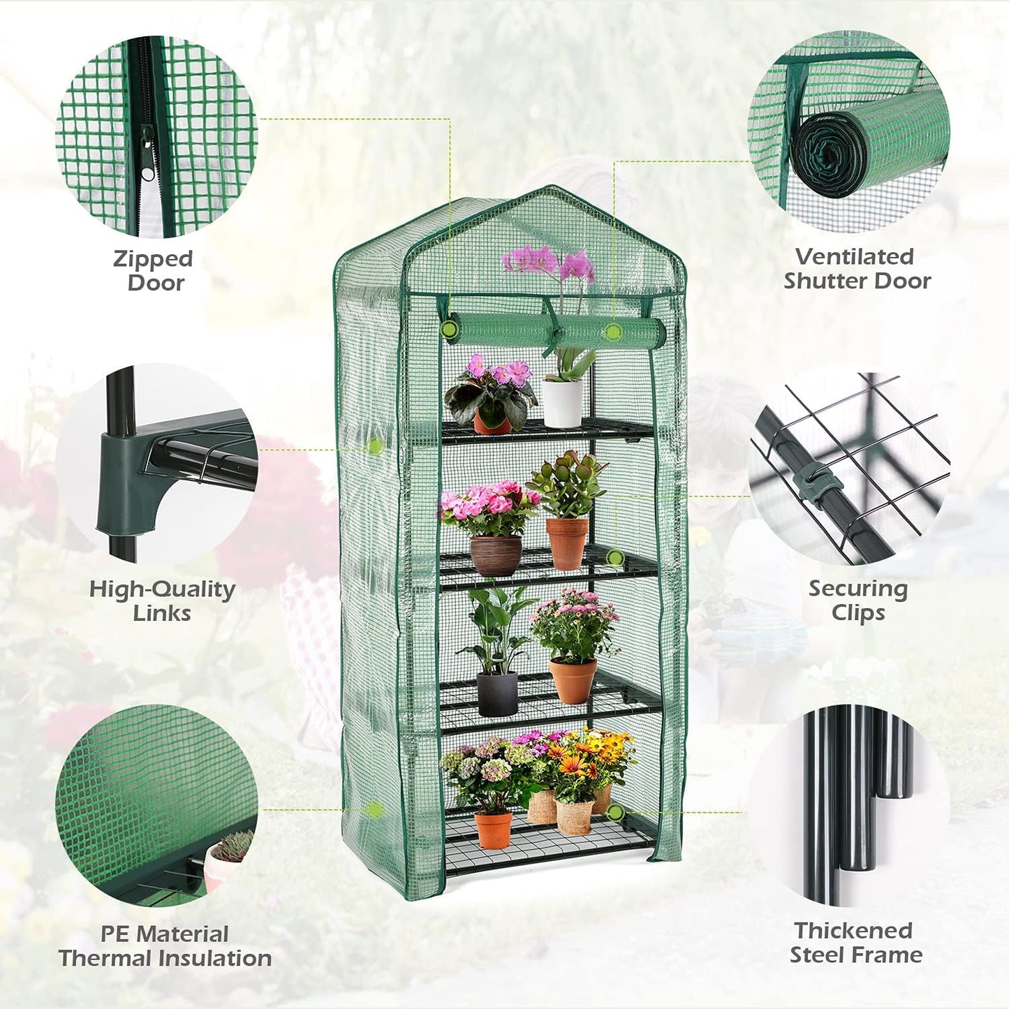 Mini Greenhouse for Outdoors Indoor, Small Greenhouses with 4-Tier Shelf, Portab