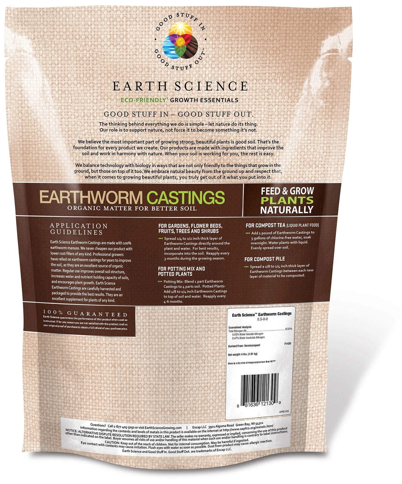 100% Pure Earthworm Castings Plant Food, 4 Lb