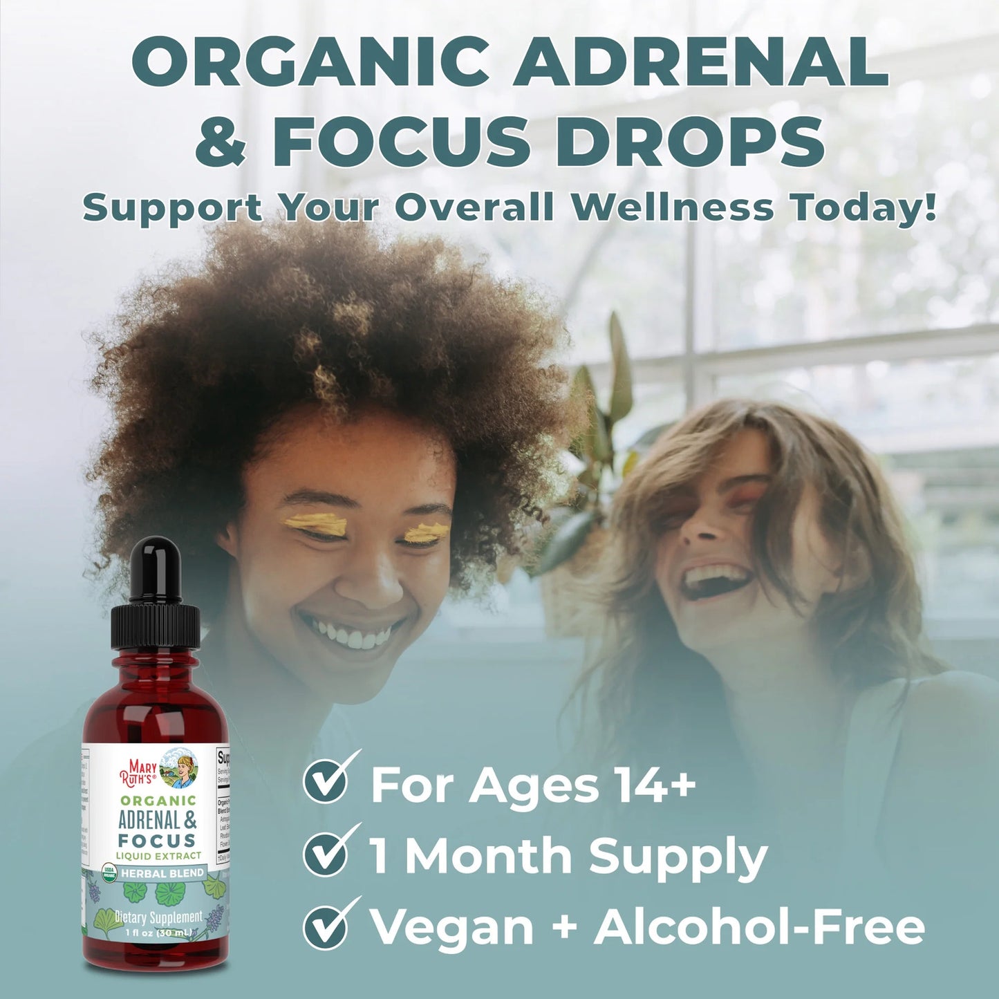 Maryruth'S USDA Organic Adrenal & Focus Liquid Drops |Astragalus Root | Herbal S