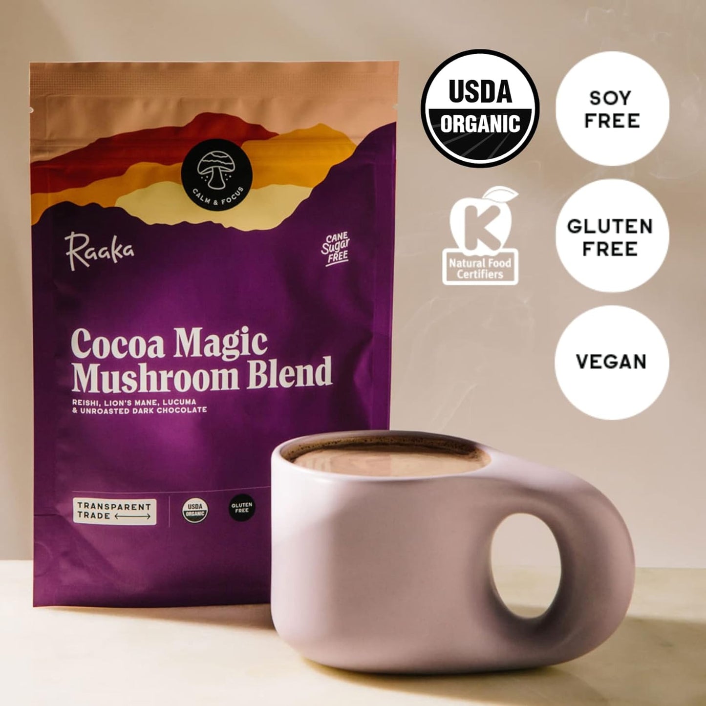 Cocoa Magic Mushroom Hot Chocolate Blend with Lion’S Mane, Reishi and Lucuma - G