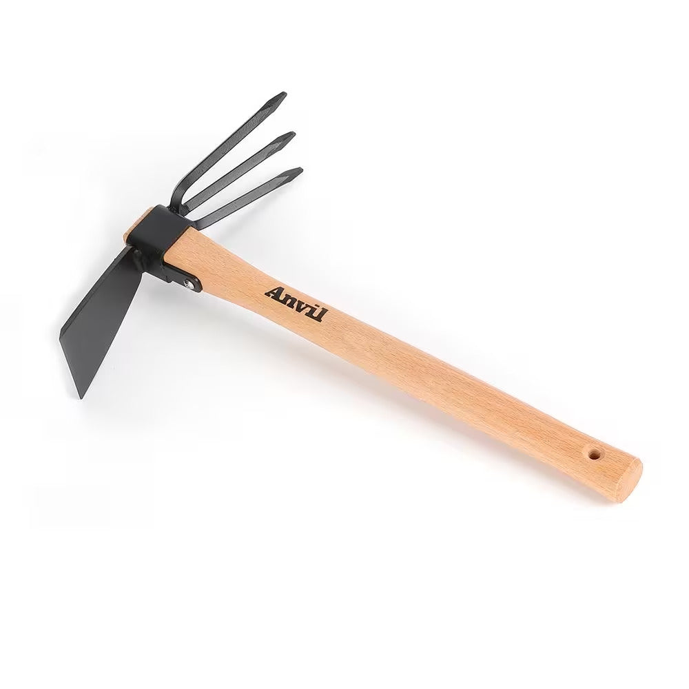 14-2/5 In. Wood Handle Digging Hoe/Cultivator Combo