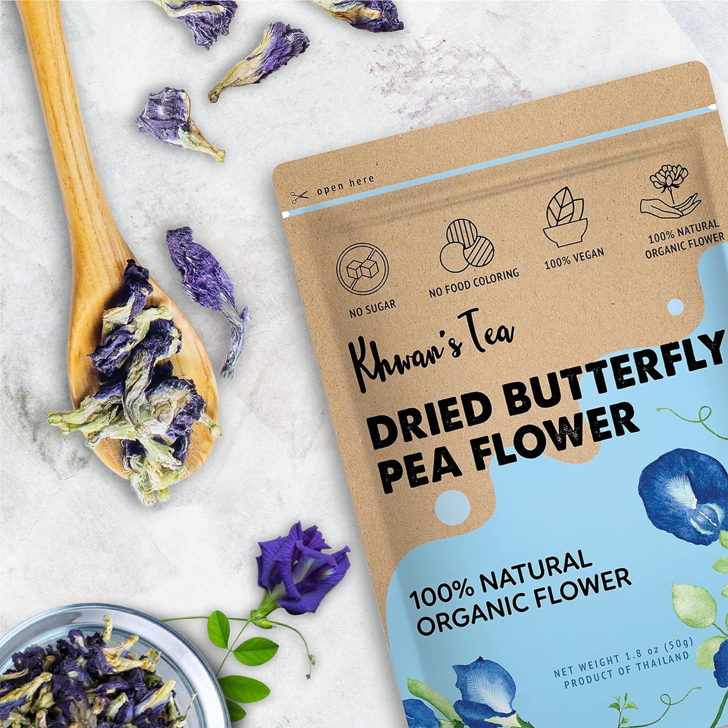 Dried Butterfly Pea Flowers Blue Tea Clitoria Ternatea Flower Herbal Tea Organic