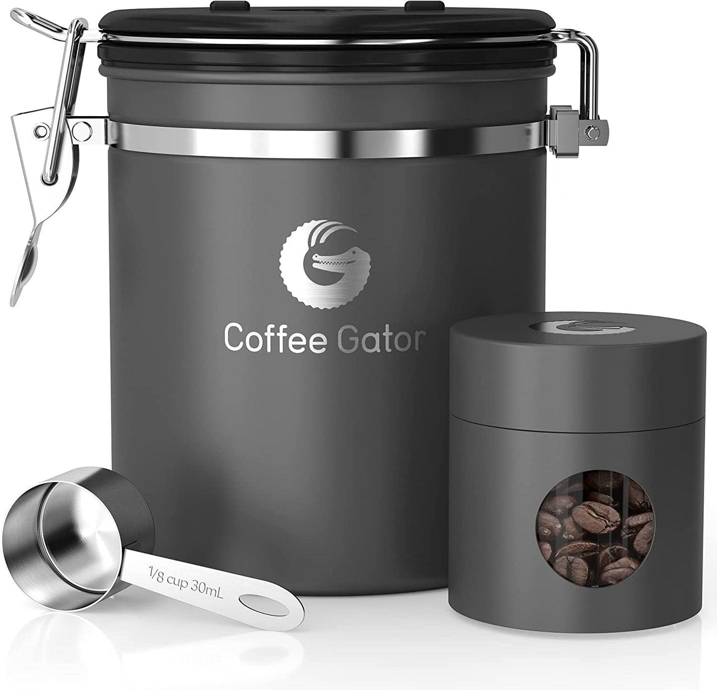 Coffee Canister, Stainless Steel Airtight Coffee Containers for Ground Coffee wi