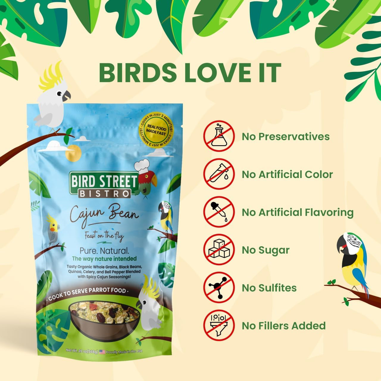 Parrot Food - Parakeet Food - Cockatiel Food - Bird Food - Cooks in 3-15 Min wit