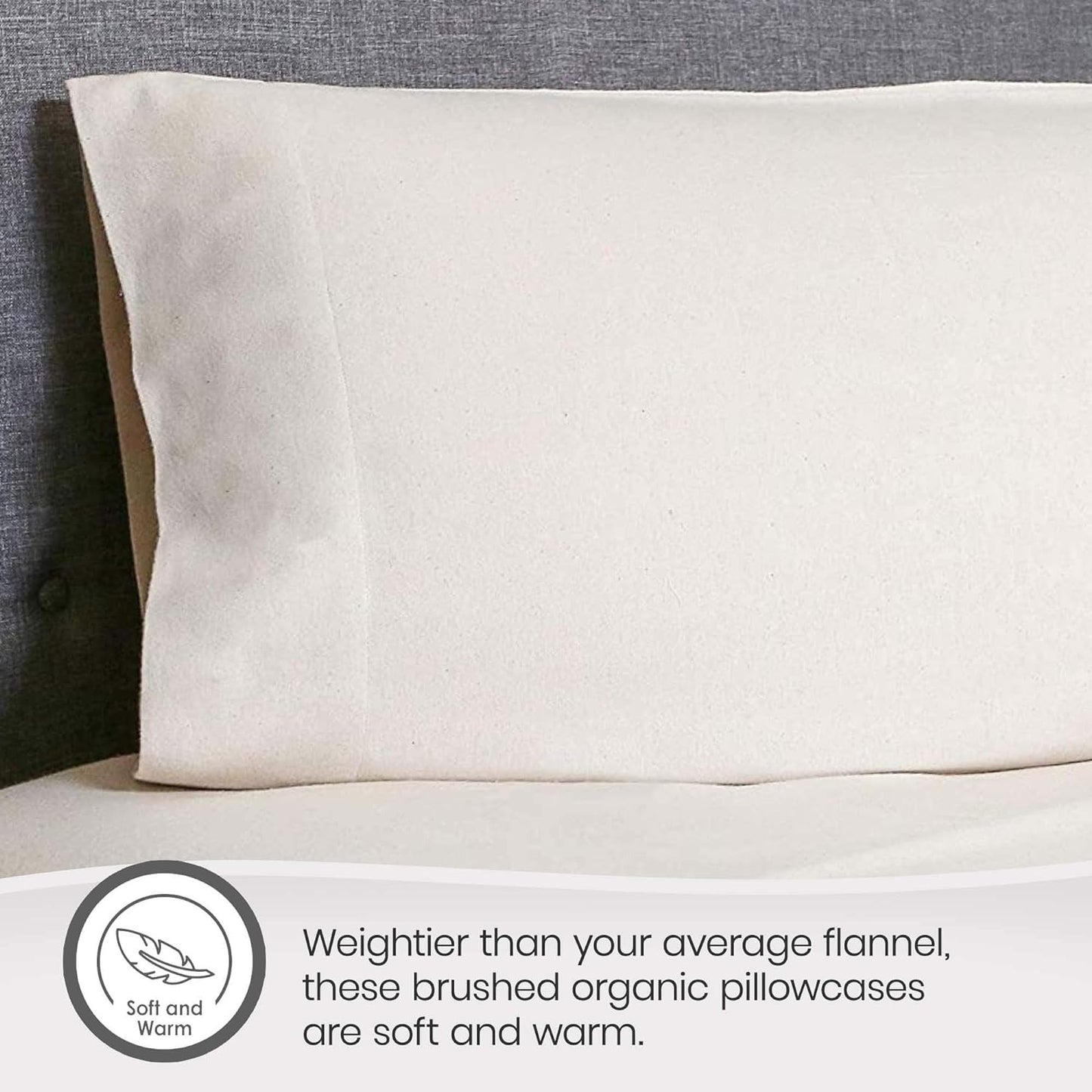 Flannel Pillowcases Set of 2-100% Organic Cotton Pillow Cases - Envelope Enclosu