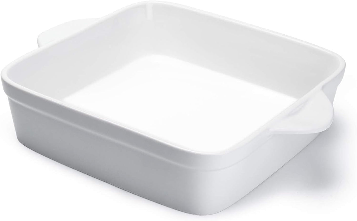 8X8 Inch Square Porcelain Baking Dish with Double Handles - Non-Stick Oven Casse