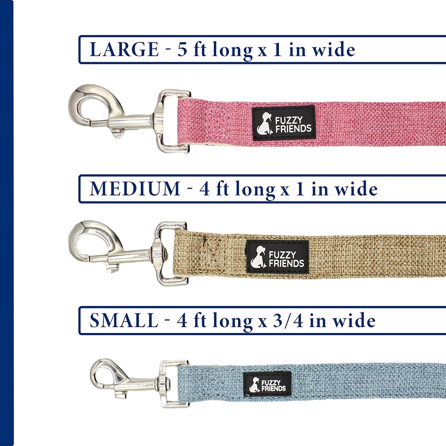 Dark Blue Hemp Dog Leash. Chemical Free, Environmental Friendly, Great for Sensi