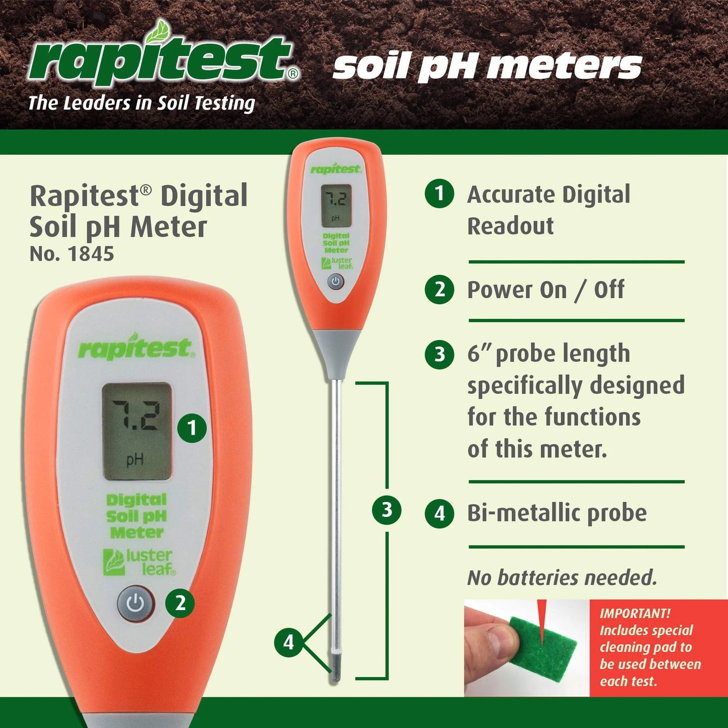 1845 Digital Soil Ph Meter