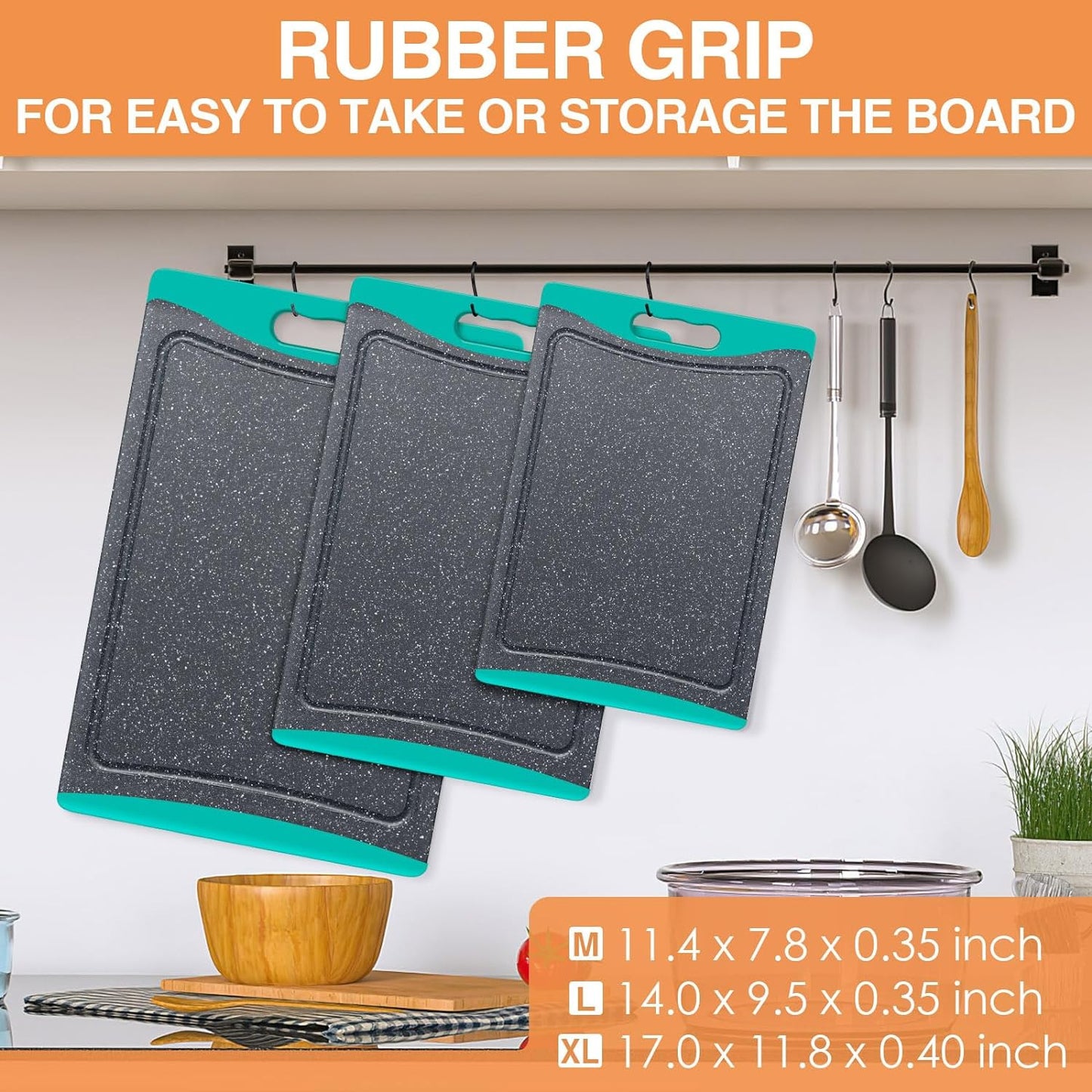 Extra Large Cutting Boards, Plastic Cutting Boards for Kitchen (Set of 3) Cuttin