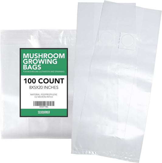 Mushroom Grow Bags (100 Pk) - Mushroom Spawn Bags - 6 Mil Thick, Autoclave Bags,