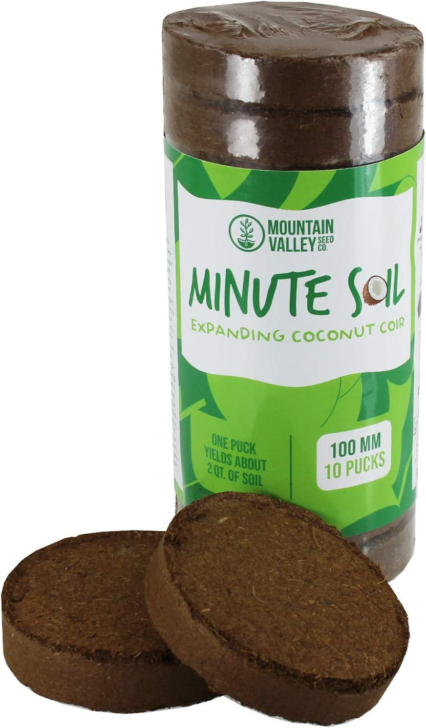 Minute Soil - Compressed Coco Coir Fiber Grow Medium - 100 MM Discs - 10 Pack =