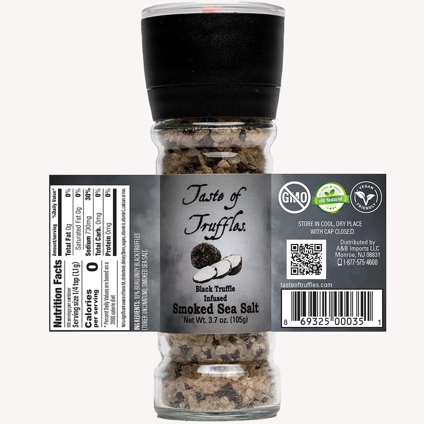 Black Truffle Smoked Sea Salt | Wt 3.7 Oz | 105 Gr