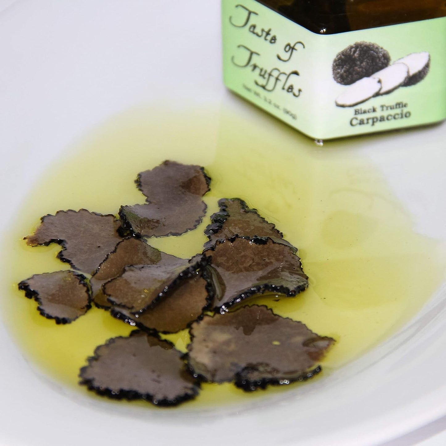 Black Truffle Slices Carpaccio Wt. 3.2 Oz (90G) Preserved in Olive Oil Burgundy