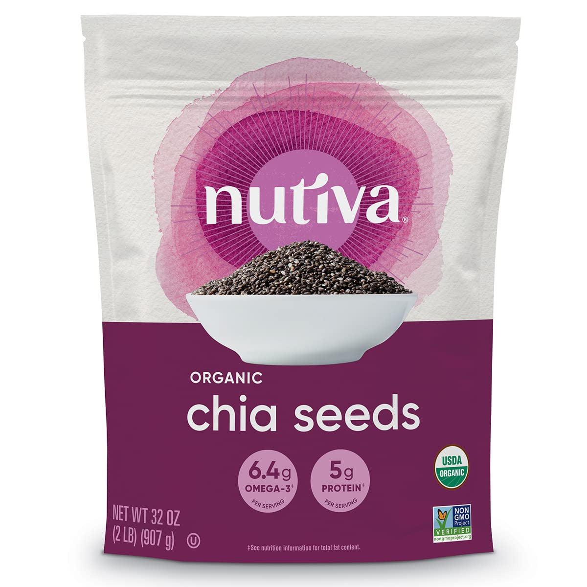 USDA Organic Premium Nutrient-Dense Raw Black Chia Seeds with 3G Protein & 5G Fi