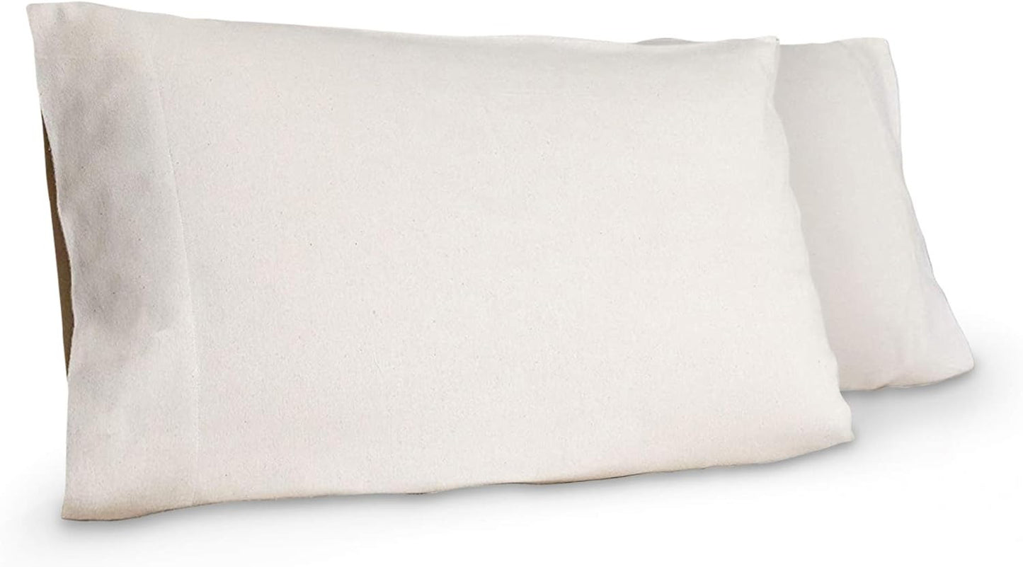 Flannel Pillowcases Set of 2-100% Organic Cotton Pillow Cases - Envelope Enclosu