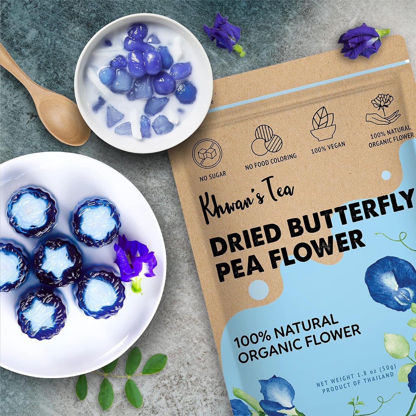 Dried Butterfly Pea Flowers Blue Tea Clitoria Ternatea Flower Herbal Tea Organic