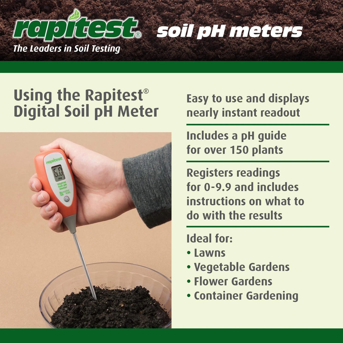 1845 Digital Soil Ph Meter