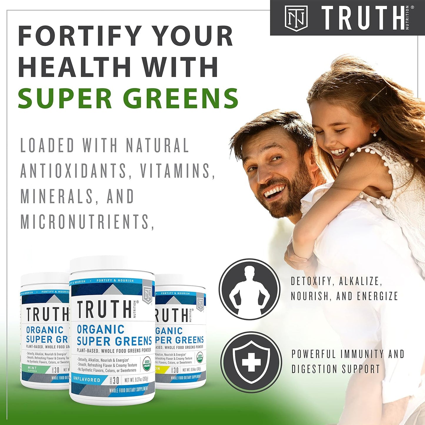 Super Greens Powder - Organic Green Superfood Powder to Boost Energy & Immunity,