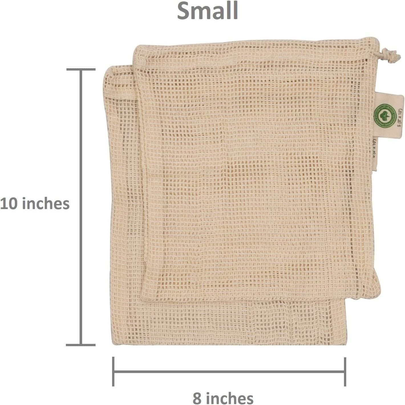 Reusable Cotton Mesh Produce Bags - 100% Organic Cotton, Durable, Double Stitche