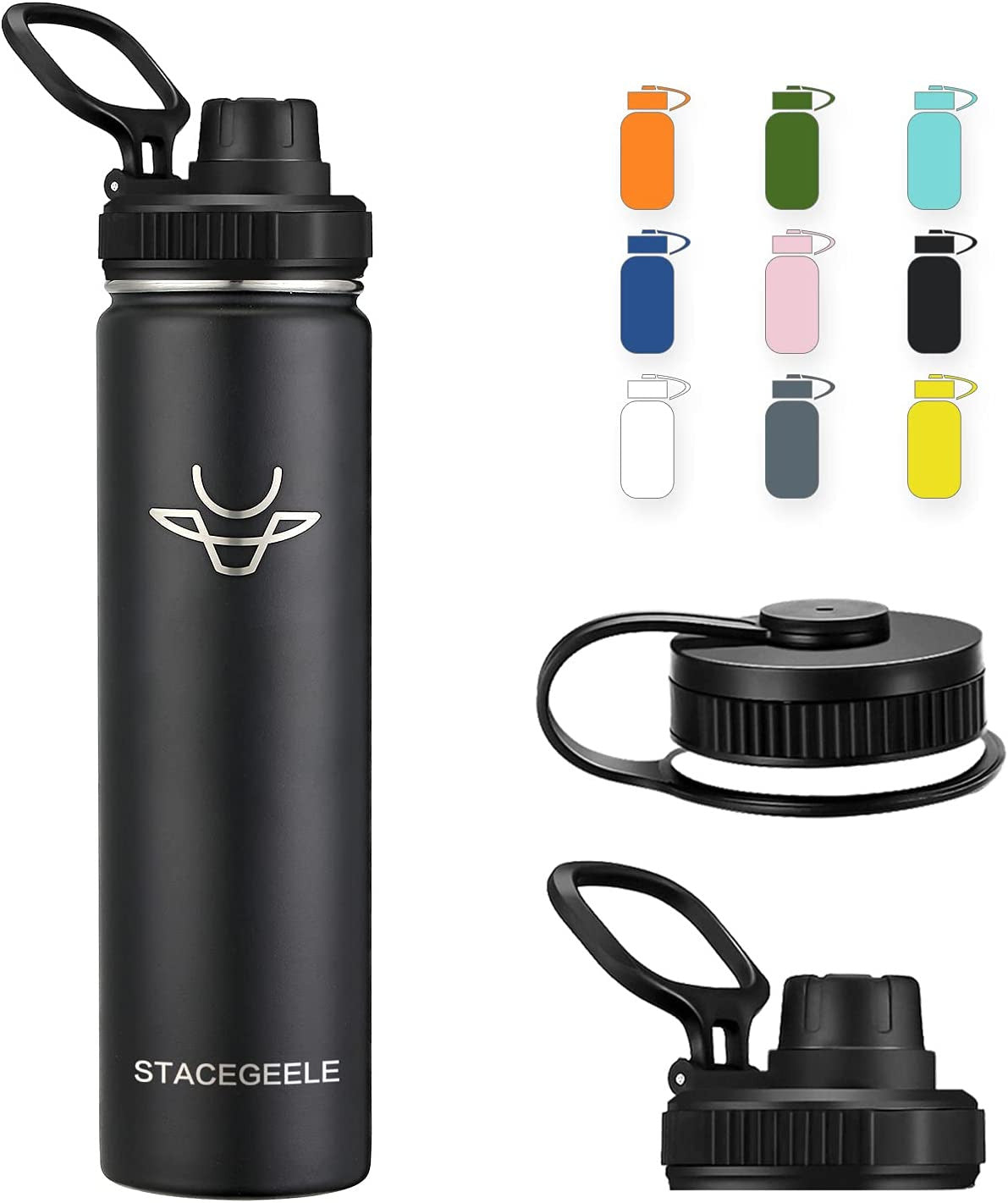 Insulated Vacuum Water Bottle with Spout Lid & Screw on Top | Stainless Steel Fl