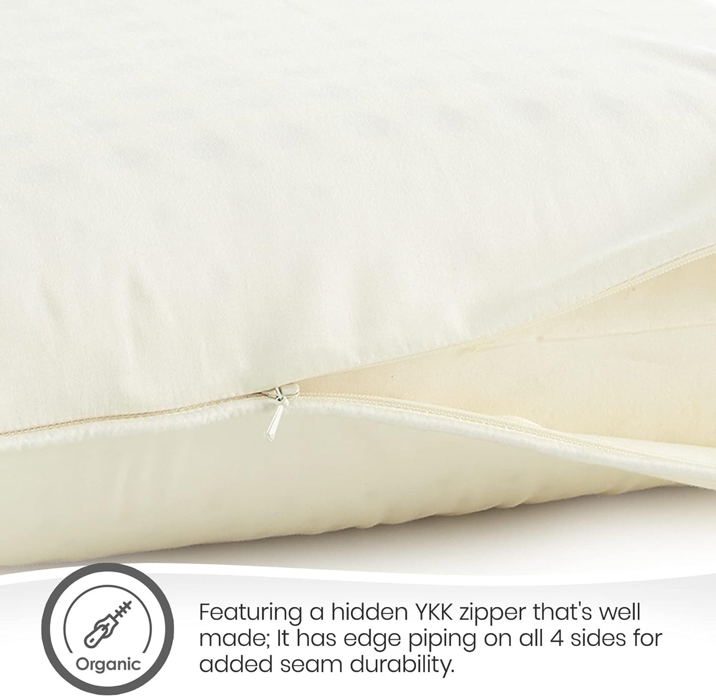 Pillow Protector - GOTS Certified, 100% Cotton Pillow Encasements with Zipper -