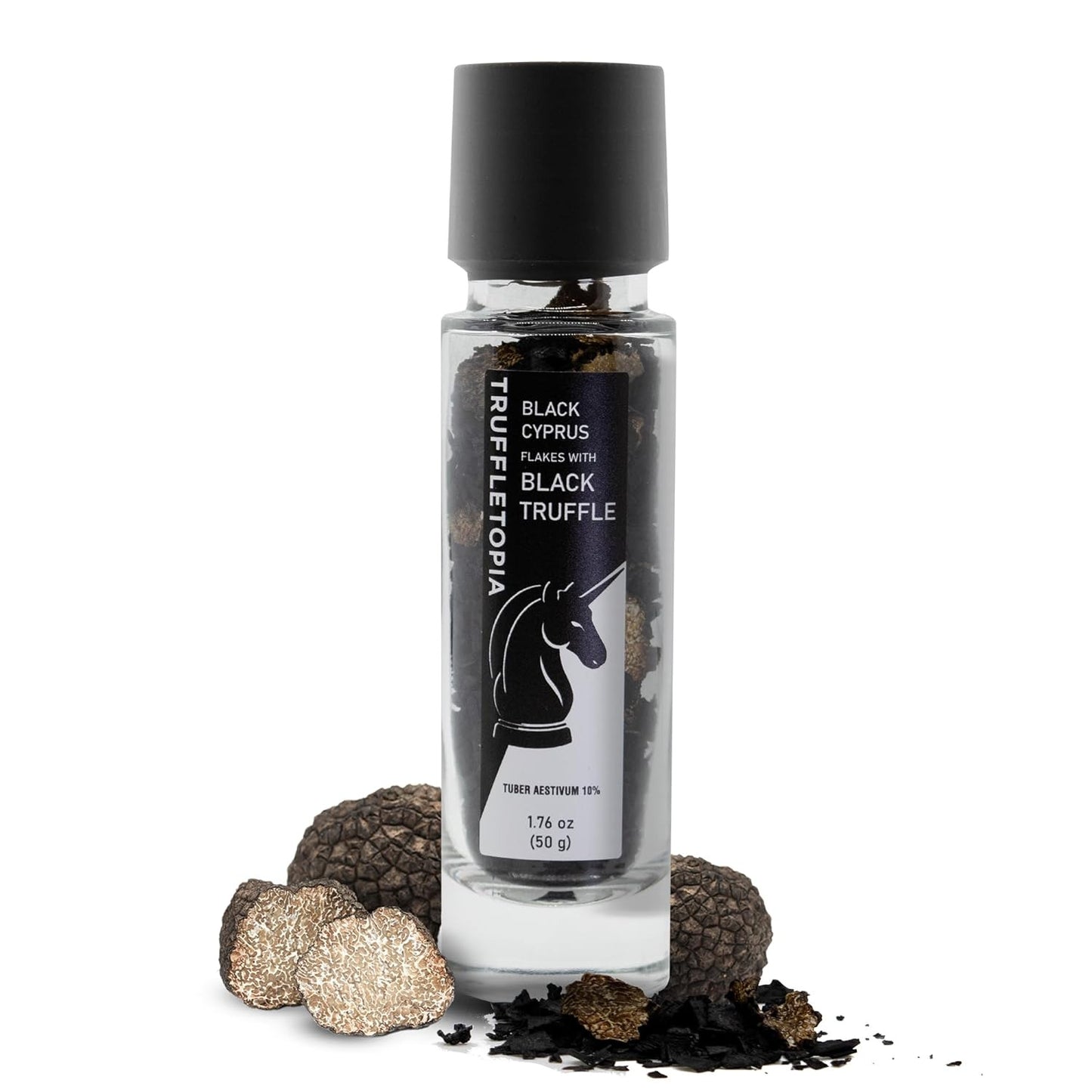 | Black Cyprus Salt and Black Truffle Grinder with Real Truffles | Flavorful | 1