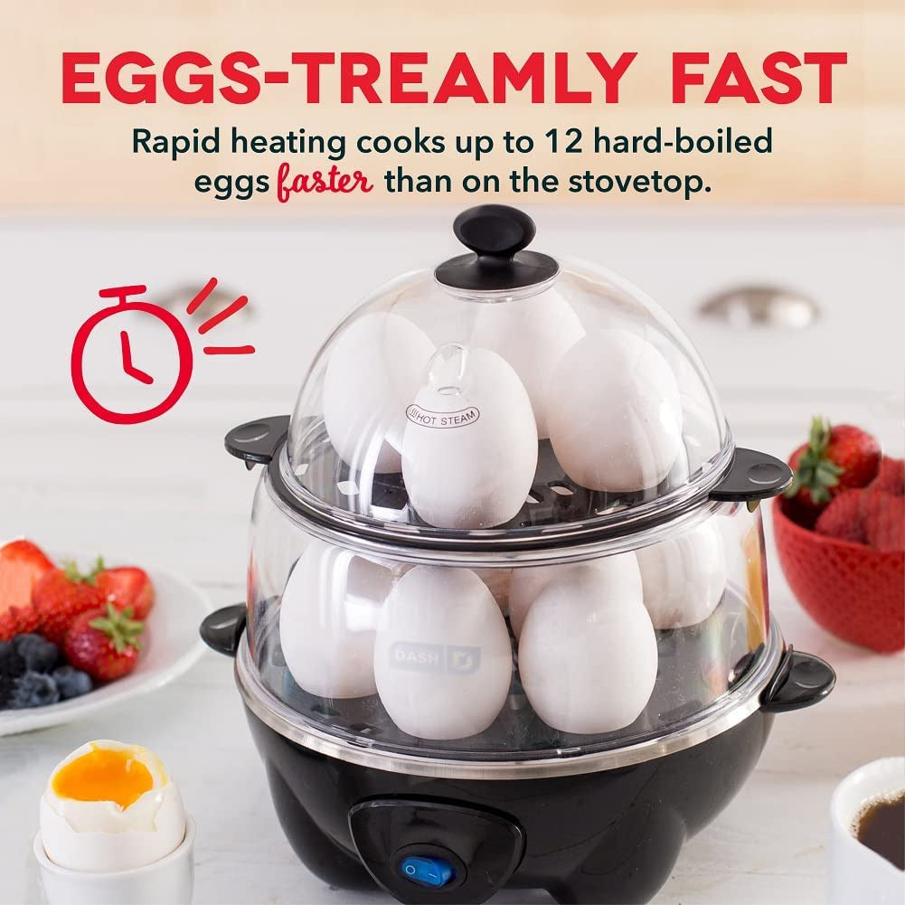 Deluxe Rapid Egg Cooker for Hard Boiled, Poached, Scrambled Eggs, Omelets, Steam