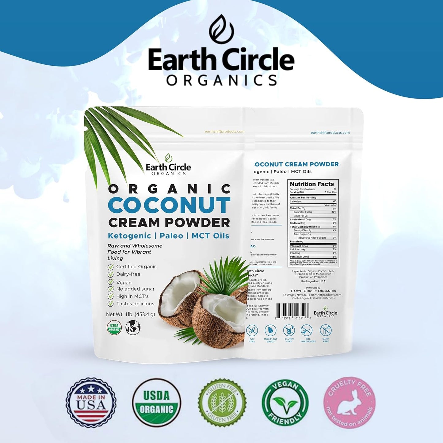 Organic Coconut Cream | Milk Powder, Perfect Keto Coffee Creamer - High in MCT O