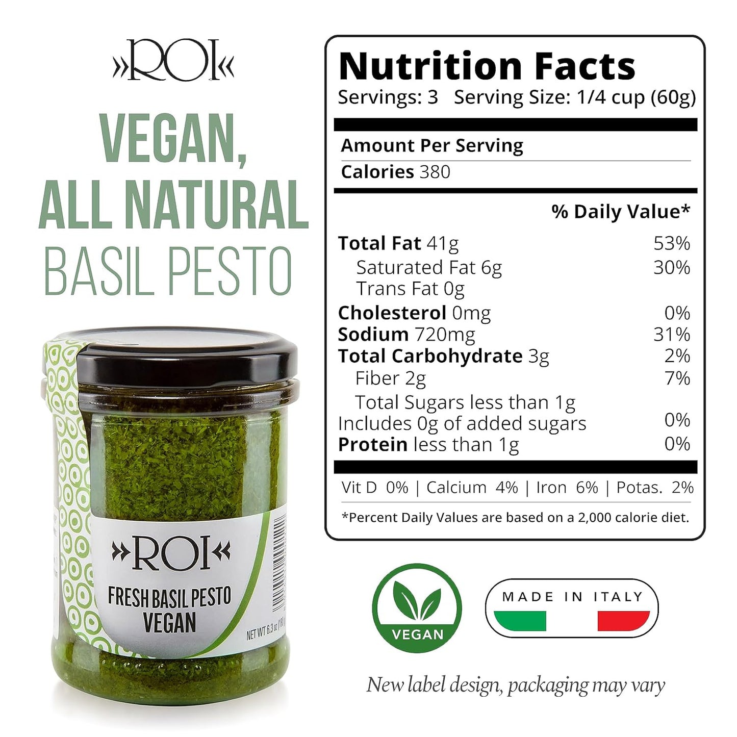 Pesto Sauce - Vegan Pesto - Fresh Ligurian Basil Pesto Made of Genovese DOP Basi