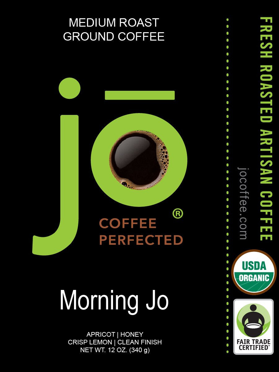 MORNING JO: 12 Oz, Organic Breakfast Blend Ground Coffee, Medium Roast, Fair Tra