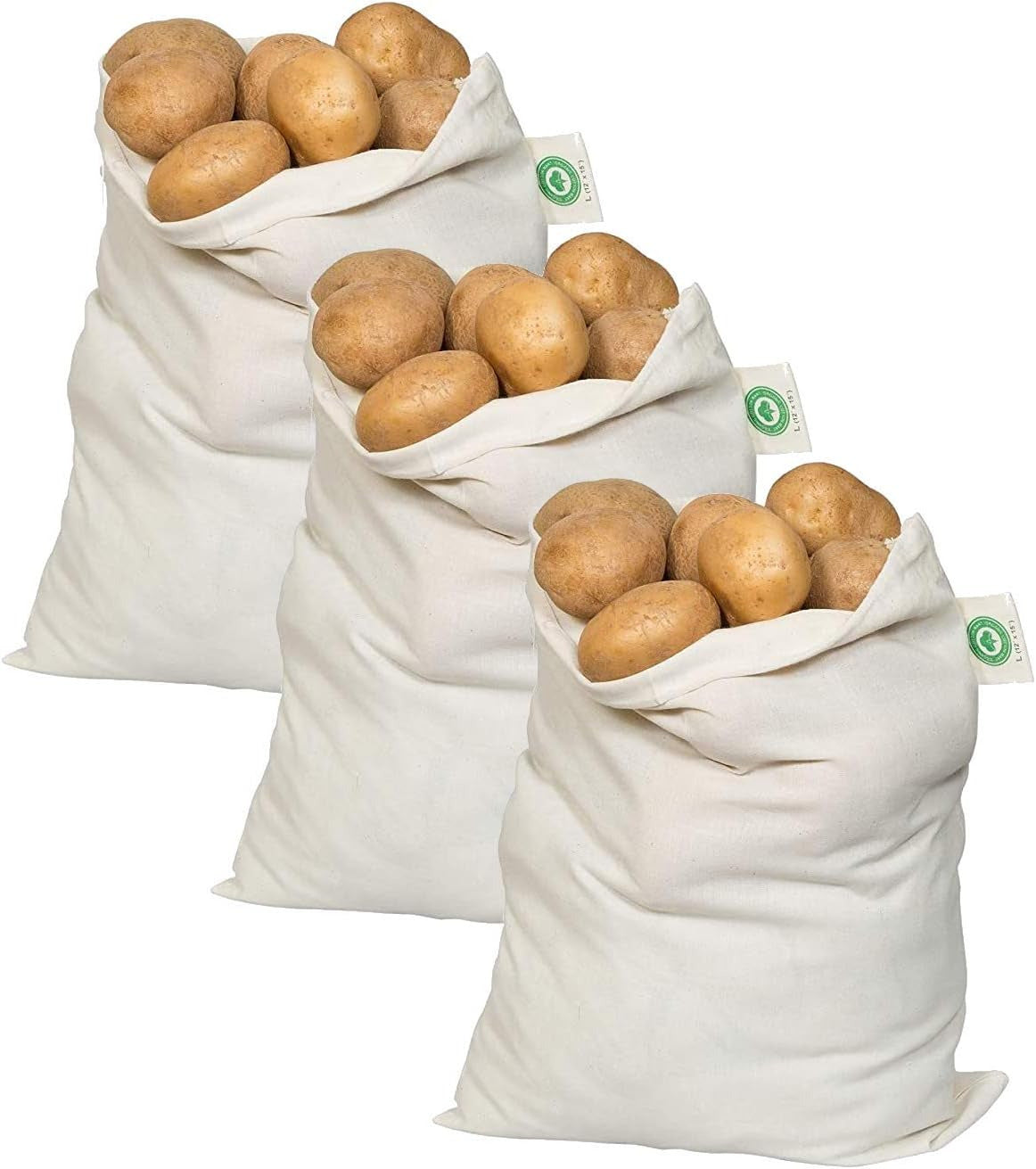 Potato Storage Bags for Pantry - Organic Cotton Potato Sacks - Washable Potato K